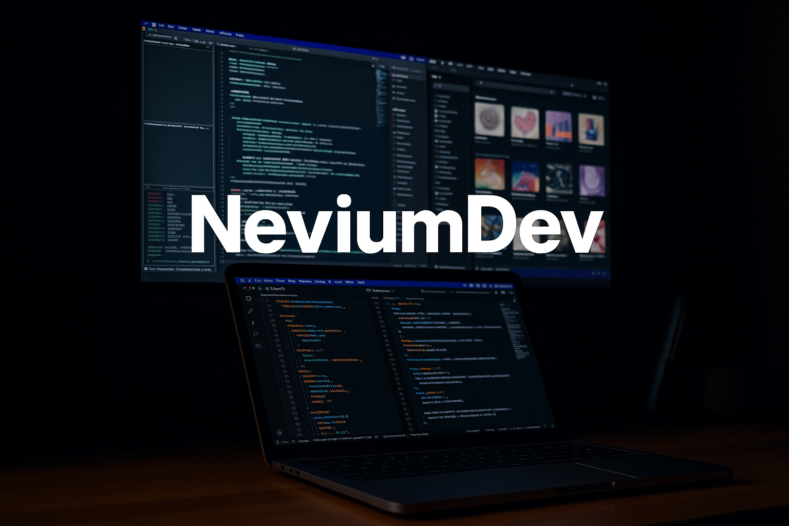 Entorno de trabajo digital NeviumDev con pantallas de código